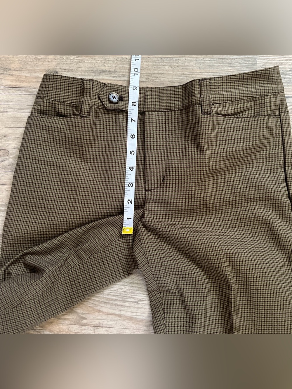 Lauren Ralph Lauren Adelle Pants Women Brown Tan Houndstooth Cotton Size 2 - Picture 5 of 8